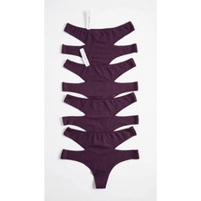 Zi 4 Adet 1 Paket Mürdüm Yüksek Bel Lazer Kesim Kadın Tanga Külot