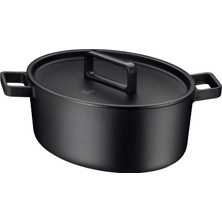 Wmf Flavour Kavurma Oval 34 x 28 Cm, Dökme Demir Indüksiyonlu Kızartma Makinesi, Dökme Demir Tencere, Emaye, Dökme Demir Tencere, Döküm Kapak, Güveç Kabı, Yoğuşma Düğmeli Kapak, Modern Zarafet, Siyah
