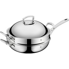 Wmf Multiply Wok 32 Cm, Buharlayıcı Parçalı, Kaplamasız, Buhar Çıkarıcılı Metal Kapak, Çok Katmanlı Malzeme, Cromargan Paslanmaz Çelik, Alüminyum Çekirdek, Indüksiyon