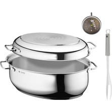 Wmf Fırına Uygun Kapaklı Kızartma Makinesi, 8,5l, Kızartma Indüksiyonu, Cromargan Paslanmaz Çelik, Indüksiyon Kapağı, Kızartma Termometresi, Et Çatalı, 41X28,5X18CM