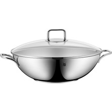 Wmf Indüksiyonlu Wok 32 Cm, Cam Kapaklı Wok, Cilalı Cromargan Paslanmaz Çelik, Kaplamasız, Fırına Uygun