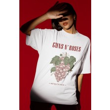 Sevbano Tasarım Guns N' Roses Rock Metal Müzik Grubu Baskılı Unisex Oversize Tişört