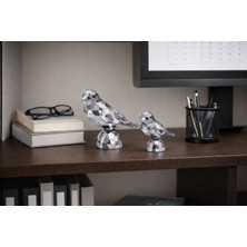 Eyci Decor Dekoratif 2'li Kuş Ev - Ofis Aksesuarı GÜMÜŞ