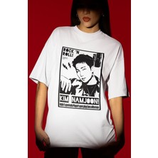 Sevbano Tasarım Rock In Roll Kim Namjoon Rapper Şarkıcı Baskılı Unisex Oversize Tişört