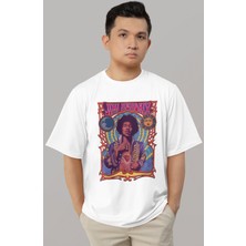 Sevbano Tasarım Jimi Hendrix Efsane Şarkıcı Baskılı Unisex Oversize Tişört