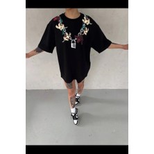 Jane's Janes Baskılı T-Shirt Kısa Kol Bisiklet Yaka Regular Rahat Kalıp Günlük Tişört - Siyah