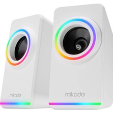 Mikado MD-182 2.0 3W*2 Beyaz Rgb Aydınlatmalı USB + 3.5mm USB 5V Speaker Hoparlör