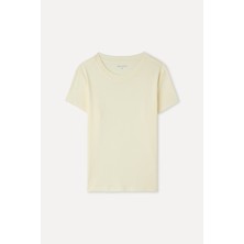 Kadın Sarı Bisiklet Yaka T-Shirt