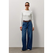 Molene Mavi Ekstra Geniş Paça Yüksek Bel Jean