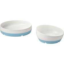 IKEA Börja Beyaz-Mavi Çocuk Tabak ve Kasesi