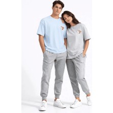 Nevermind Sevgili Kombini Ayıcık Baskılı Çift Tişört Oversize Unisex Partner Kombin Seti