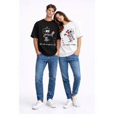 Nevermind Sevgili Kombini Robot Baskılı Çift Tişört Oversize Unisex Partner Kombin Seti