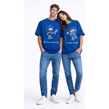 Nevermind Sevgili Kombini Robot Baskılı Çift Tişört Oversize Unisex Partner Kombin Seti