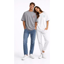 Nevermind Sevgili Kombini Ateş Su Minimal Çift Tişört Oversize Unisex Partner Kombin Seti
