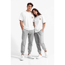 Nevermind Sevgili Kombini Ayıcık Baskılı Çift Tişört Oversize Unisex Partner Kombin Seti