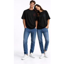 Nevermind Sevgili Kombini Ateş Su Minimal Çift Tişört Oversize Unisex Partner Kombin Seti