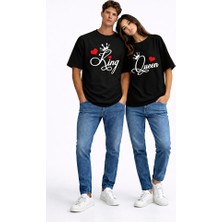 Nevermind King Queen Sevgili Kombini Çift Tişört Matching Couple Oversize Unisex Partner Kombin Seti