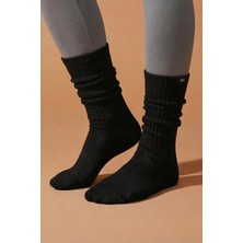 Allunique Lastikli ve Yumuşak Siyah Diz Altı Çorap Doğal Liyosel Tencel Lifli