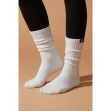 Allunique Lastikli ve Yumuşak Beyaz Diz Altı Çorap Doğal Liyosel Tencel Lifli