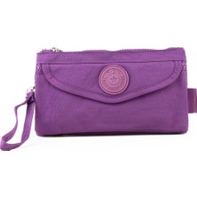 İmaks Krinkıl/klinkır Su Geçirmez 4 Fermuarlı Patlı Omuz Askılı Telefon Taşıma El Çantası Cüzdan Mor 1115F