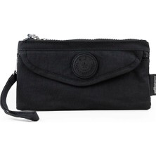 İmaks Krinkıl / Klinkır Su Geçirmez 4 Fermuarlı Patlı Omuz Askılı Telefon Taşıma El Çantası Cüzdan Siyah 1115F