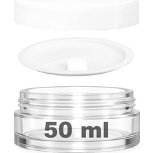 Afracam 50 cc Kavanoz Plastik Beyaz Kapaklı 50 ml Şeffaf Cam Krem Kavanoz 1 Adet