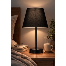 Vivido Abajur Siyah Modern Yatak Odası Abajur Siyah Ayaklı Masa Lambası