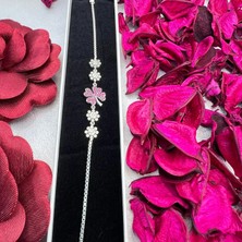 Victoria 925 Ayar Gümüş Pembe Taşlı Yonca Bileklik – Zirkon Taşlı Şans Yoncası Kadın Bileklik