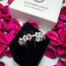 Victoria 925 Ayar Gümüş Zincir Tasarım Kadın Yüzük – Zirkon Taşlı Modern Model