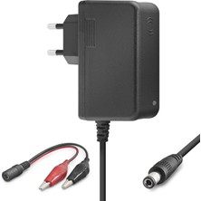 12V 1.2A 14.4W Krokodil Uç Akü Şarj Adaptörü - Siyah B5056