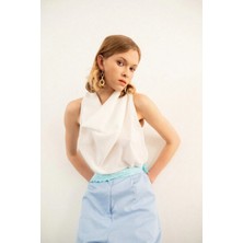 Zelish My Sister Edalya Nar Çiçeği Avril Degaje Yaka Bluz