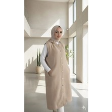 Lavrisa Kadın Kapüşonlu Uzun Kapitone Yelek