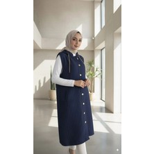 Lavrisa Kadın Kapüşonlu Uzun Kapitone Yelek