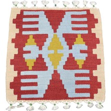 Zehra Abla Halı Yeni El Dokuma Kare Köşe Sandalye Minderi Pınarbaşı Kayseri Yün Kilim 7047