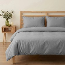Prime Sleeks Tek Kişilik %100 Pamuk Nevresim Takımı 160 x 220 cm, Lastikli Çarşaflı Set, Gri
