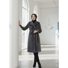 Lavrisa Belden Bağlamalı Fok Kumaş Kaban