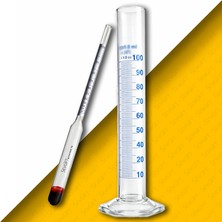Sevgift Alkolmetre Seti Kısa (100ML Mezür) | Cam Dansimetre Yoğunluk Ölçer