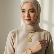 TrendyX Allah Yazılı Kolye ve Ayetel Kürsi Bileklik Seti Gold Renk Çelik Takı