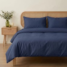 Prime Sleeks Tek Kişilik %100 Pamuk Nevresim Takımı 160 x 220 cm, Lastikli Çarşaflı Set, Lacivert