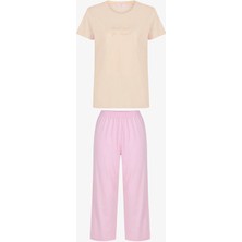 Penti Pembe Roses Pamuklu Kapri Pijama Takımı
