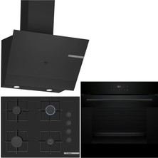 Bosch Siyah 3 Lü Ankastre Set 476 ( HJG852YB0T - POP7C6P30O - DWK67PJ60T  ) 67CM Ocak - 3D Fry Hava ile Kızartma -