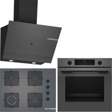 Bosch Gri 3 Lü Ankastre Set 469 ( HUA717BN0T - POP7C9P30O - DWK67PJ70T  ) 67CM Ocak - Buhar Destekli -