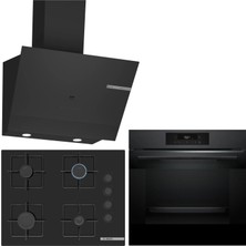 Bosch Siyah 3 Lü Ankastre Set 478 ( HJG852YT0T - POP7C6P30O - DWK67PJ60T  ) 67CM Ocak - 3D Fry Hava ile Kızartma -