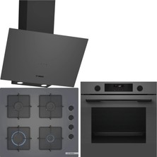 Bosch Gri 3 Lü Ankastre Set 486 ( HUA736EN0T - POP6C9P31O - DWK64PJ70T ) - Buhar Destekli -