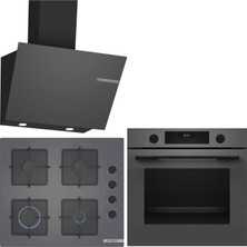 Bosch Gri 3 Lü Ankastre Set 493 ( HUA717BN0T - POP6C9P31O - DWK66PJ70T ) - Buhar Destekli -