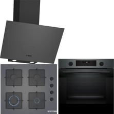 Bosch Gri 3 Lü Ankastre Set 485 ( HUA736EG0T - POP6C9P31O - DWK64PJ70T ) - Buhar Destekli -