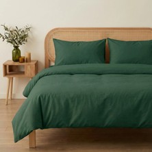 Prime Sleeks Tek Kişilik %100 Pamuk Nevresim Takımı 160 x 220 cm, Lastikli Çarşaflı Set, Zümrüt Yeşili