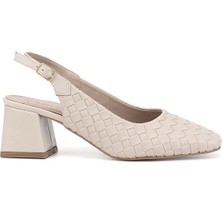 Gönderi(r) Kadın Bej  Orta Kalın Topuklu Arkası Açık Ayakkabı