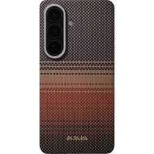 Galaxy S26 Kılıf M-Safe Uyumlu Aramid Fiber Pitaka Tactile Woven Sunset-Moonrise Serisi Kahverengi