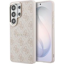 Galaxy S26 Ultra Kılıf Guess Lisanslı M-Safe Uyumlu Pu Deri 4g Desenli Yazı Logolu Kapak Pembe